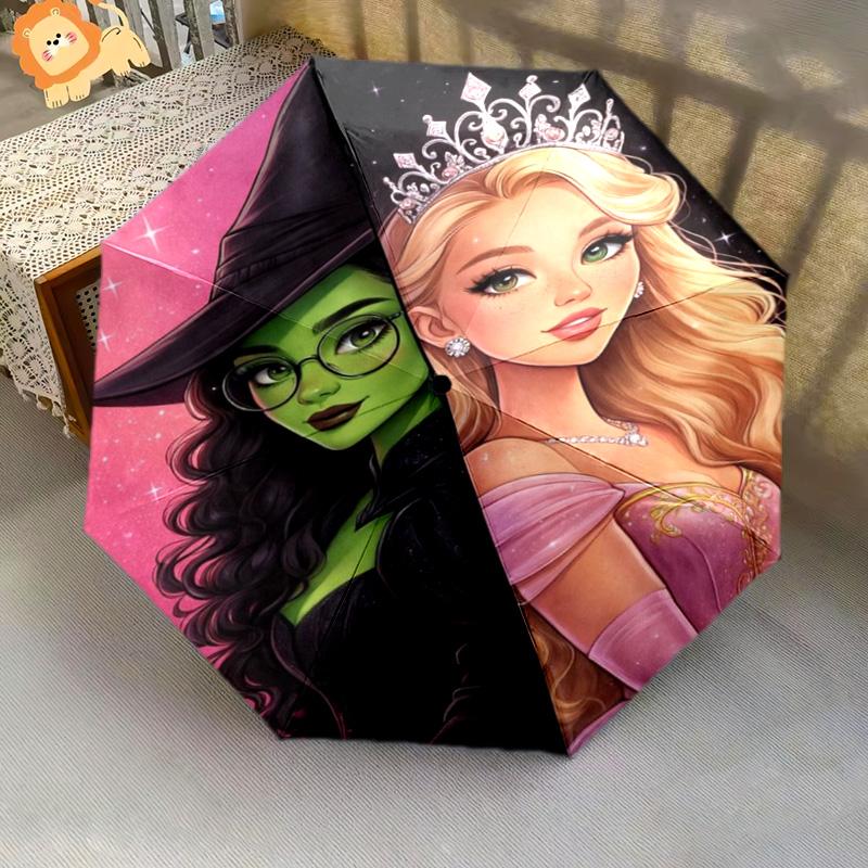 1PC Witch Princess  Automatic Umbrella - Suitable Travel Outdoor Portable Umbrella Birthday Gift Daily Essentials