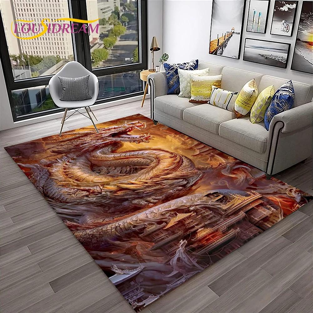 3D Chiński Smok Mit Sztuka Kreskówka Dywanik Dywan do Domu Salon Sypialnia Sofa Wycieraczka Dekor, Dywanik do Zabawy dla Dzieci Antypoślizgowa Mata Podłogowa