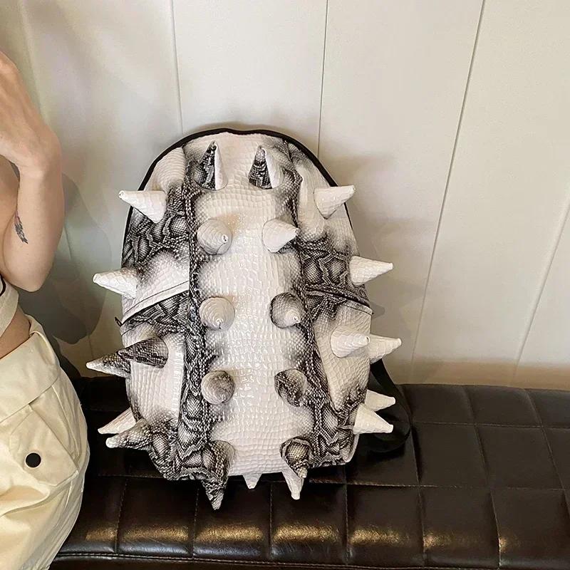Punk Style Fashion Unique Design Backpacks 2025 New Hedgehog Large Capacity Bags Hot Style PU Personality Travel Bags Spike