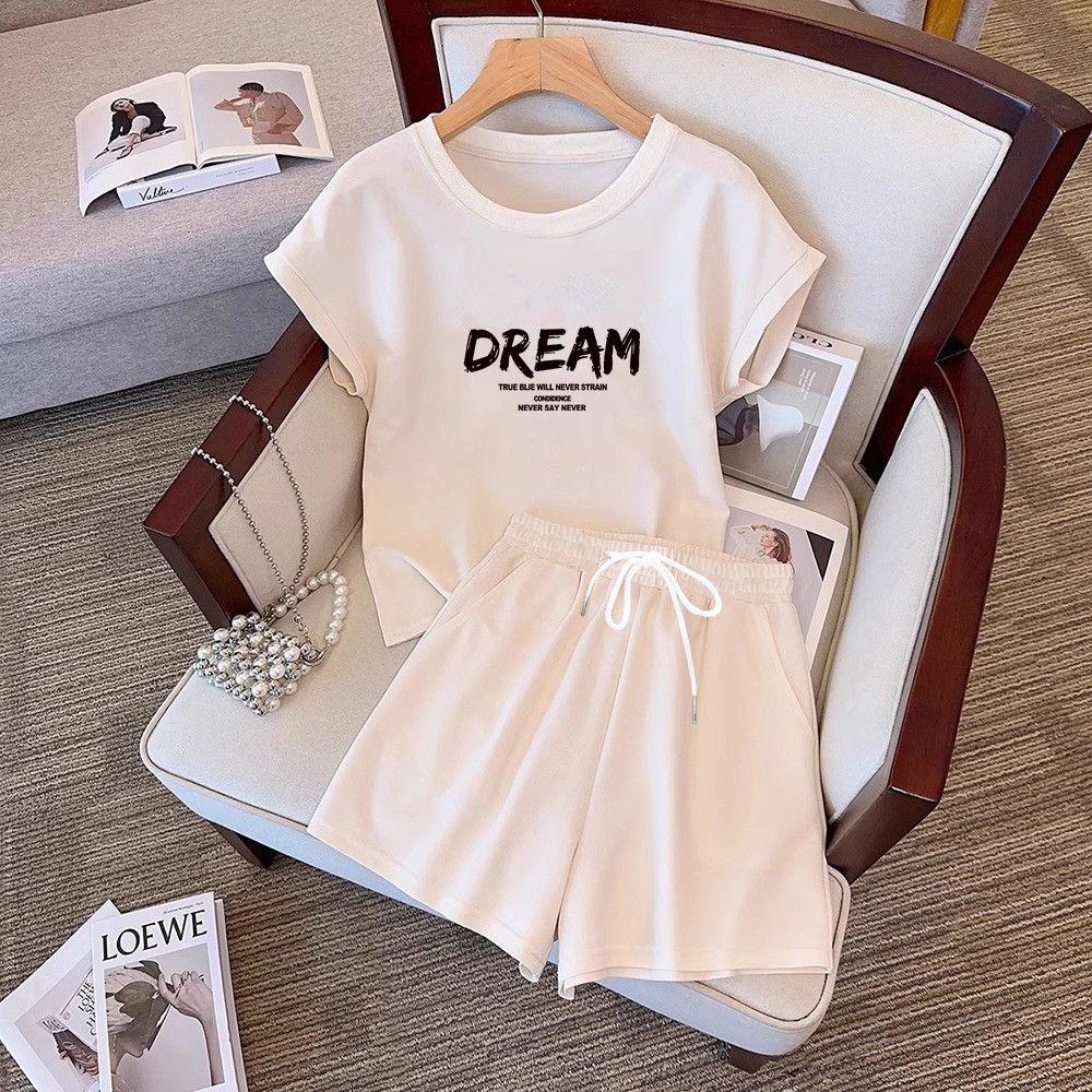 Women's Korean Style Casual Sports Suit: Flutter Sleeve Top & Wide Leg Shorts Two-Piece Set