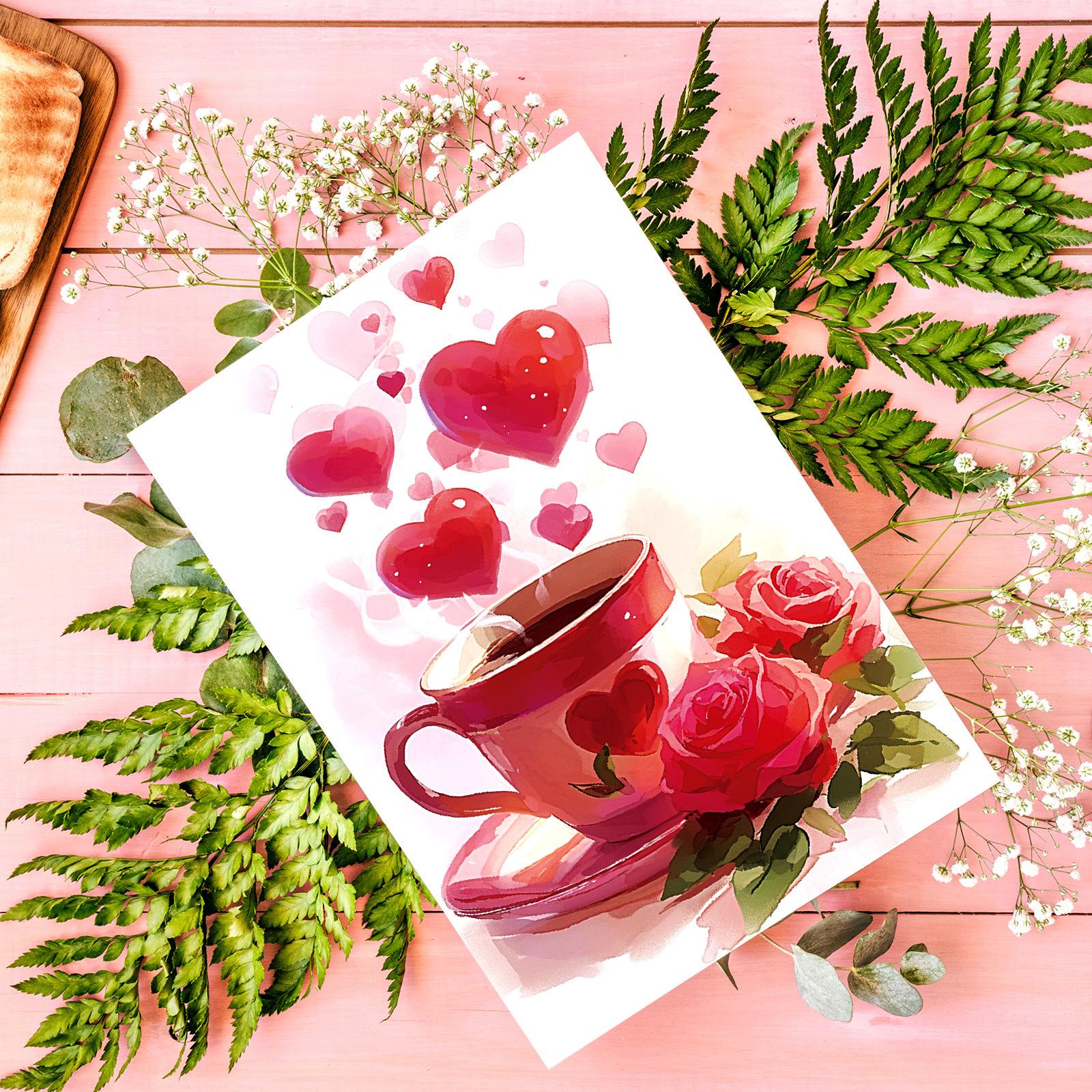 

50 настенных открыток с романтическими розами, любовью, иллюстрацией к любви, поздравительная открытка для пары T01042220