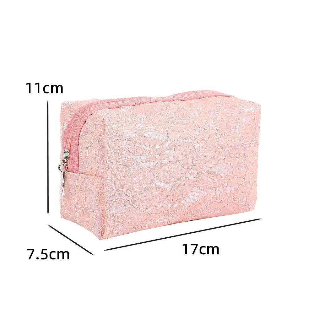 Lace Mesh Women's Makeup Bag Large Capacity Cosmetic and Jewelry Organizer Bag Zipper Square Portable Toiletry Bag