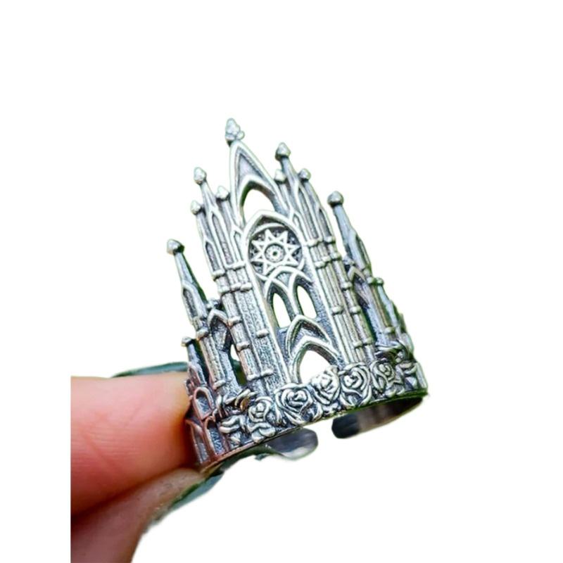 New Retro Castle Style Ring European and American Fashion Creative Cross Hollow Ring Universal Accessories for Men and Women