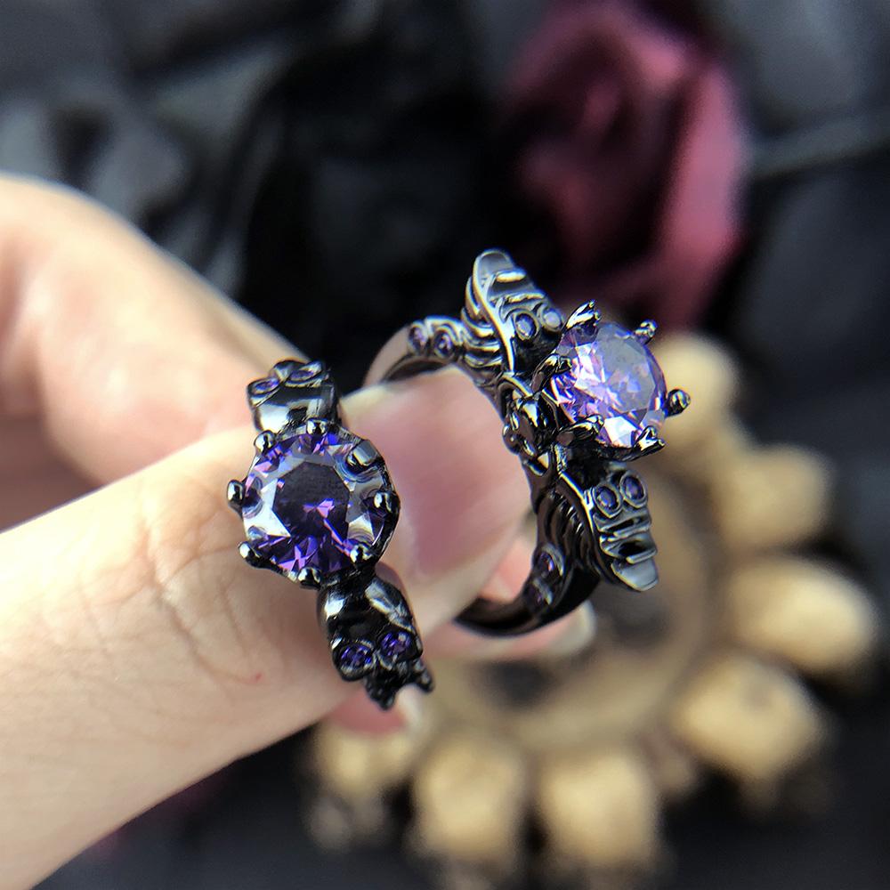 Punk Retro Gothic Skull Rings For Women Men Aesthetic Black Gold Color Halloween Accessories Witcher Goth Finger Ring Jewelry