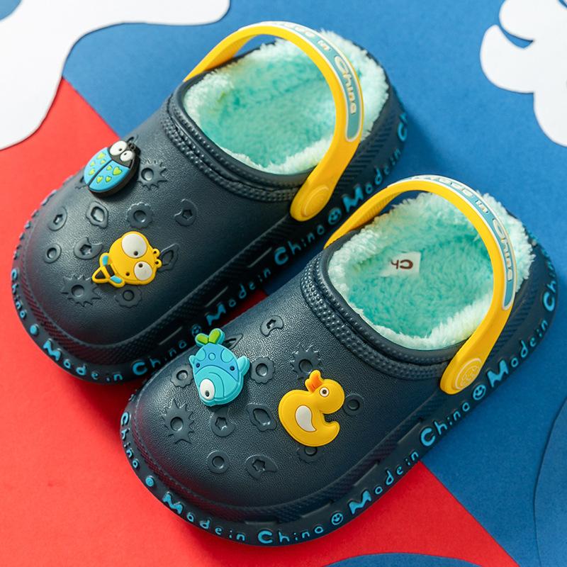 

домашні тапочки осінь та зима нові бавовняні тапочки домашнє кімнатне взуття тапочки для хлопчиків бавовняне взуття для малюків плюшеве взуття 220 [shoe inner length 22cm] Темно-синій