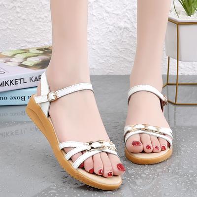 Women Sandals Summer Essentials Outdoor Dressy Open Toe Casual Flats Roman Sandals Plus Size Girl White Sandals