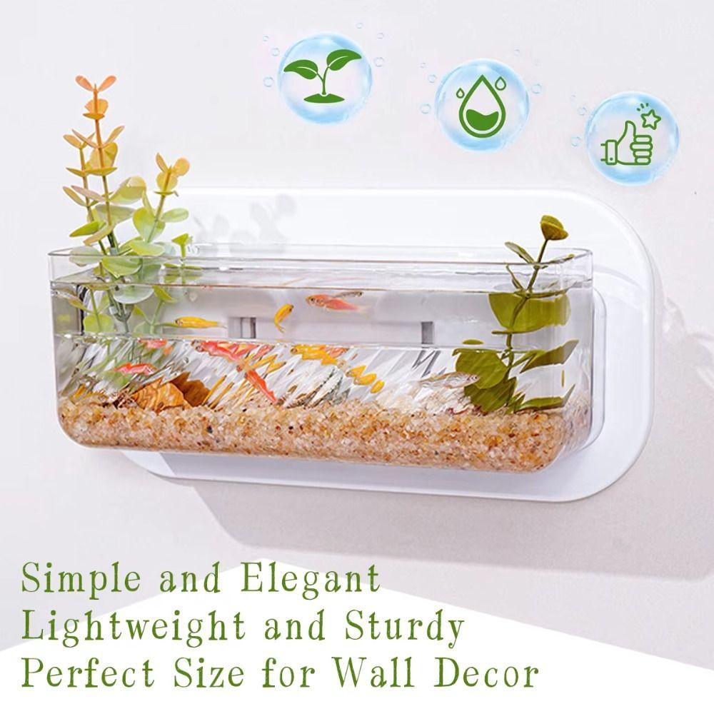 Punch Free Wall-mounted Plastic Vase Clear Hydroponic Flower Pot Wall Hanging Fish Tank  Home