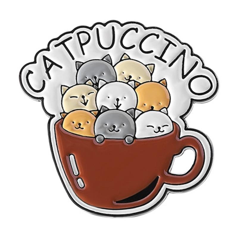 Quirky Letter Kitty Pins Colorfast Coating Lightweight Wear Resistant Badge Pin Jewelry For Casual Party Wear