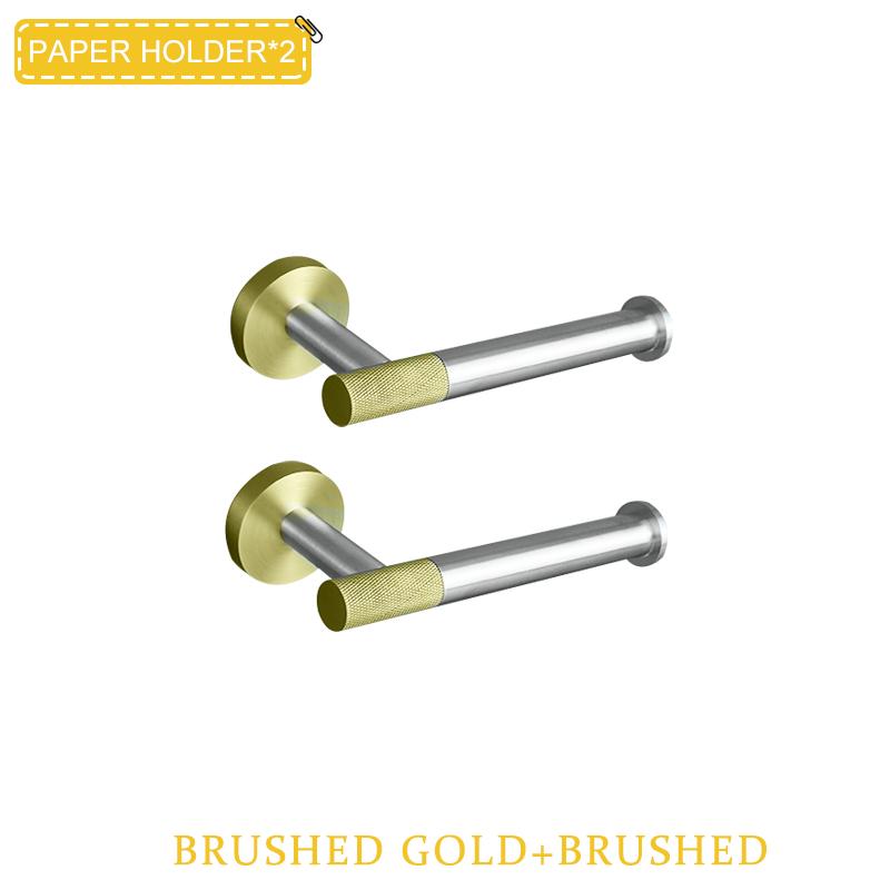 Brushed Gold & Brushed Bathroom Accessories Set Wall Mounted Clothes Hook Toilet Paper Holder Towel Bar Hardware Pendant