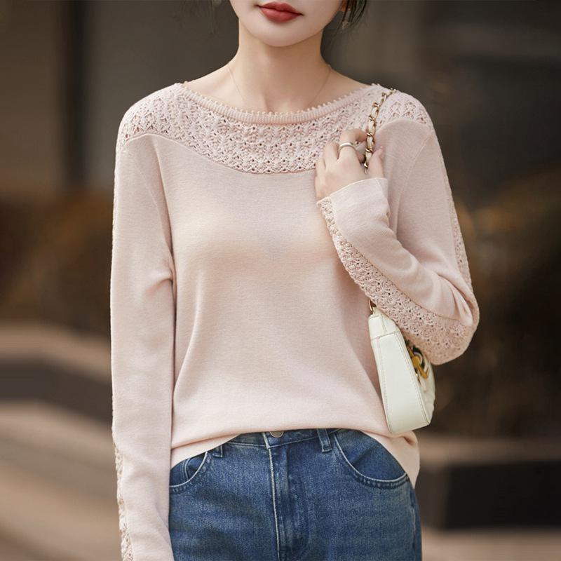 Women's Hollow Out Fine Wool Knit Sweater - Autumn/Winter Style