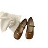 Xiaoxiangfeng single shoes 2025 spring and autumn new one-word buckle French beanie shoes women's flat-soled soft-soled Mary Jane grandma shoes