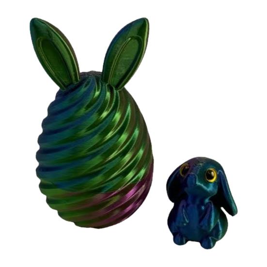 3D Printed Easter Egg with Mini Bunny Inside Spiral Bunny Egg Fidget Toy for Home Office Decor Easter Basket Stuffers for Kids Adults