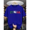 Summer Men's 100% Pure Cotton Fashionable Casual Loose Italian Letter Printed Sporty Round-neck Short-sleeved T-shirt Top