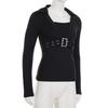 European-American Street Style Metal Buckle Solid Long Sleeve Slimming T-shirt
