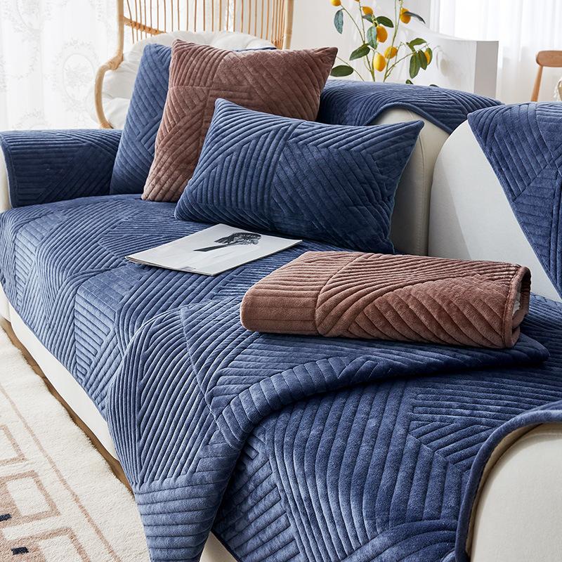 Sofföverdrag Ny Enkel Soffsitsdyna Halkfri Vinterstil Förtjockad Plysch Heltäckande Tyg Handduk