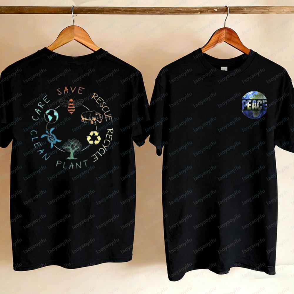 Save Bees Recycle Protect Earth Day Unisex Vintage Gothic S Y2k Top Oversized T Shirt Harajuku