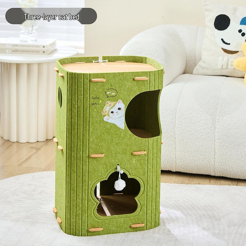 Многоуровневый комплекс для кошек «Четыре сезона» с закрытым домиком и когтеточкой Default