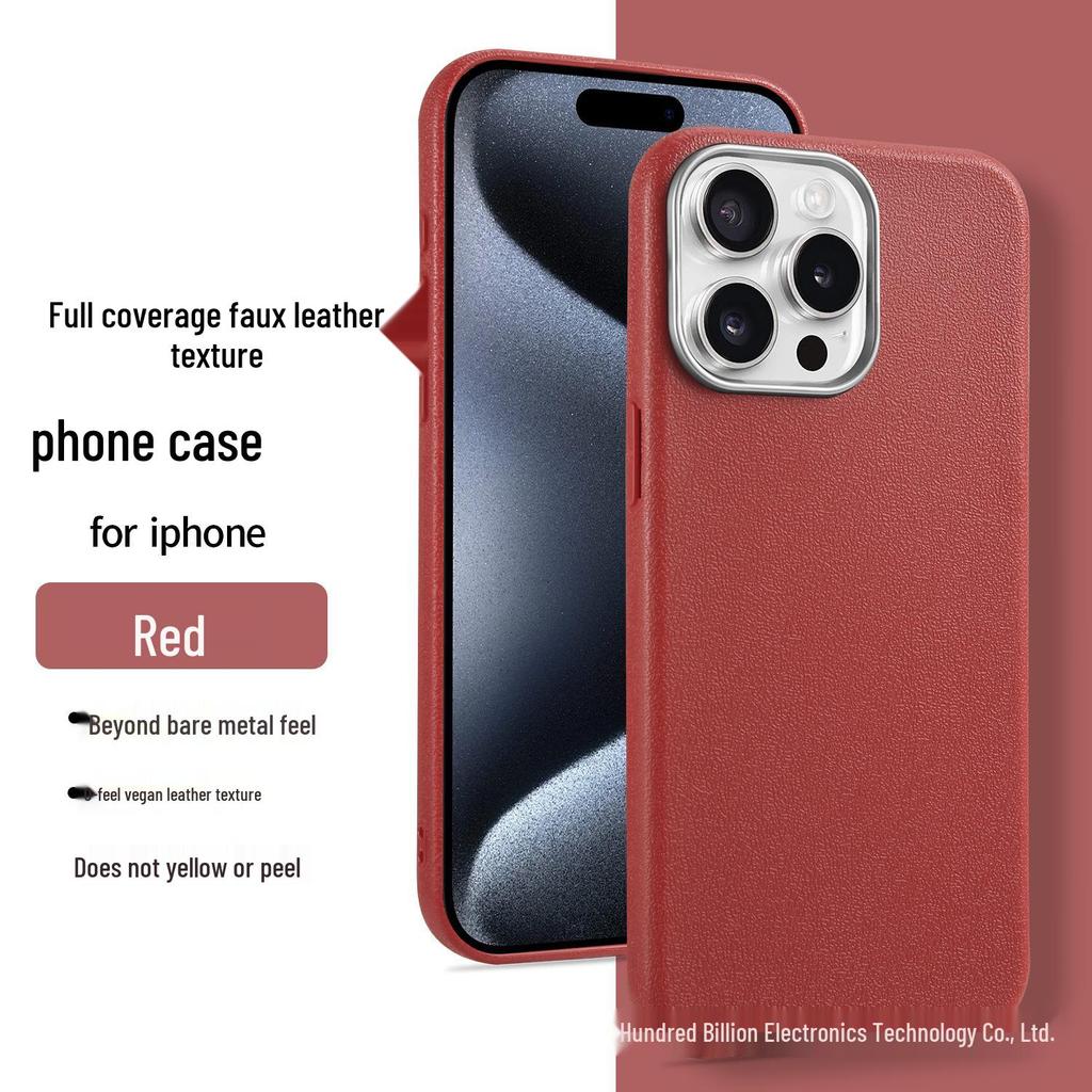 iPhone 15 Pro Max Leather Texture Stand Case with Large Hole for Apple 16