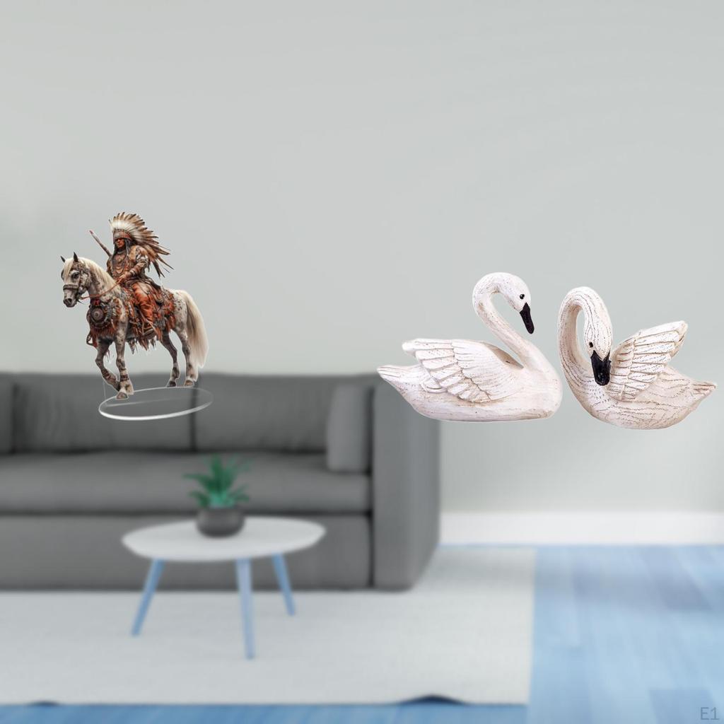 Home Knight Desk Sign Acrylic Ornament Swan Figurines Resin Statue Elegant Decoration