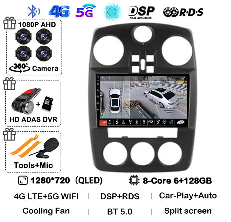 Android 14 Wireless Auto Carplay For Chrysler PT Cruiser 2000 - 2010 Car Radio Multimedia Stereo Player GPS Navigation Head Unit