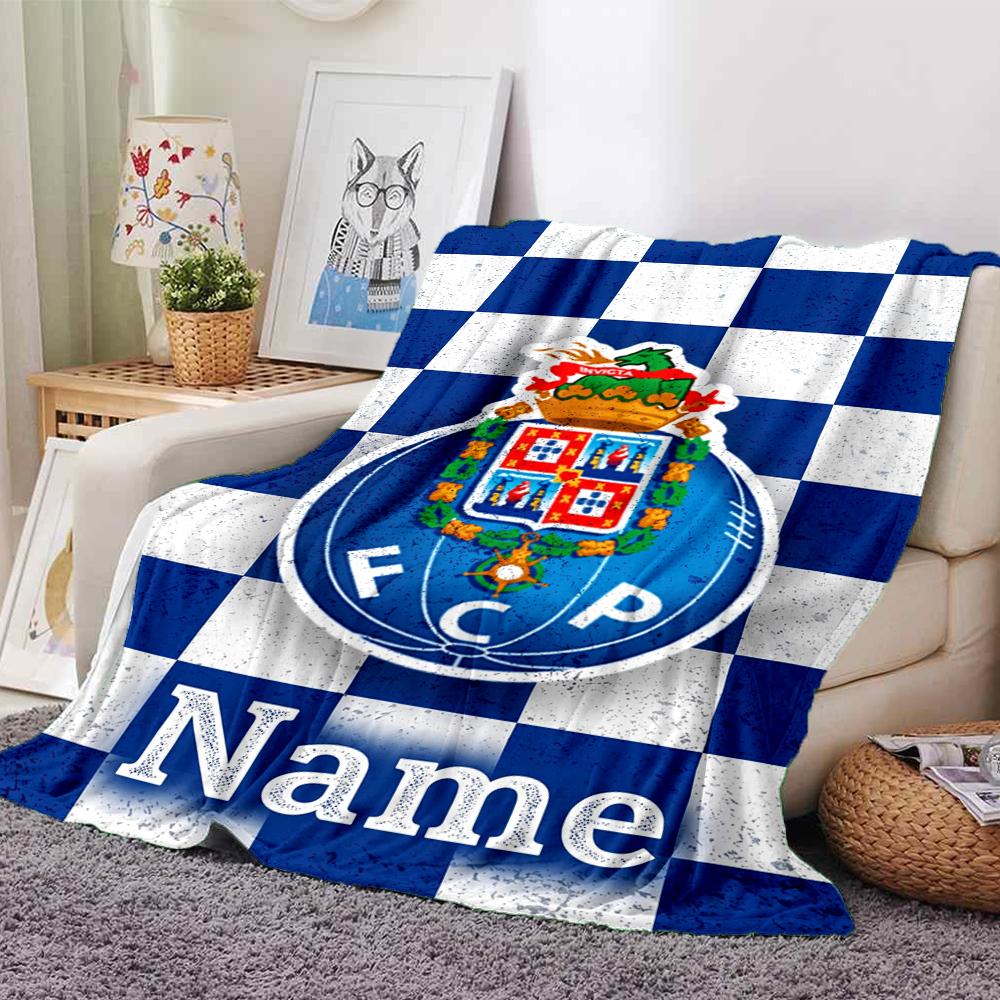Custom Name Fc Porto Theme Printed Blanket Perfect For Couch Bed Travel Outdoor Use Machine Washable Cozy Durable