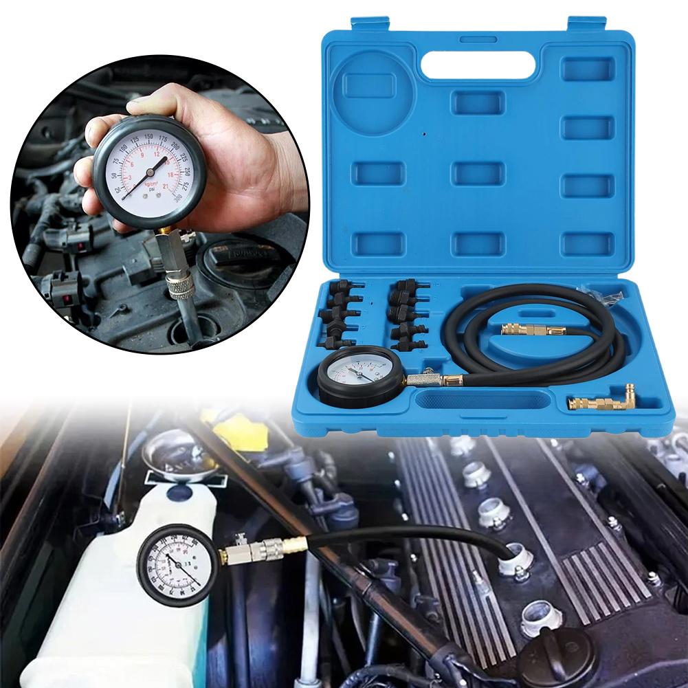 Oil Pressure Gauge Tester Oil Pressure Tester Tool For Fuel System Engine Cylinder Compression Test 0-140PSI For Cars ATVs O2O6