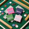 PU Leather Mahjong Score Card Pouch with Auto-Close Spring Frame, Small Storage Case for Home Table Use and Travel