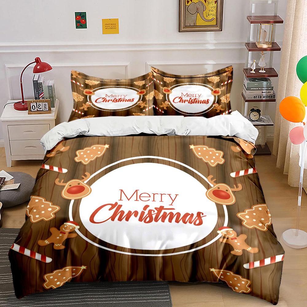 Christmas Flower Pattern Bedding Set Duvet Cover Set Quilt Cover Pillowcases (1* Duvet Cover, 2* Pillowcases, Filling Not Included)