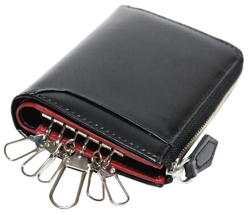 Černá x červená Cordovan klíčenka s koňskou kůží Peněženka na mince Integrovaná koňská kůže s držákem na kartu Klíčenka pro muže Ženy Chytrá klíčenka Originální