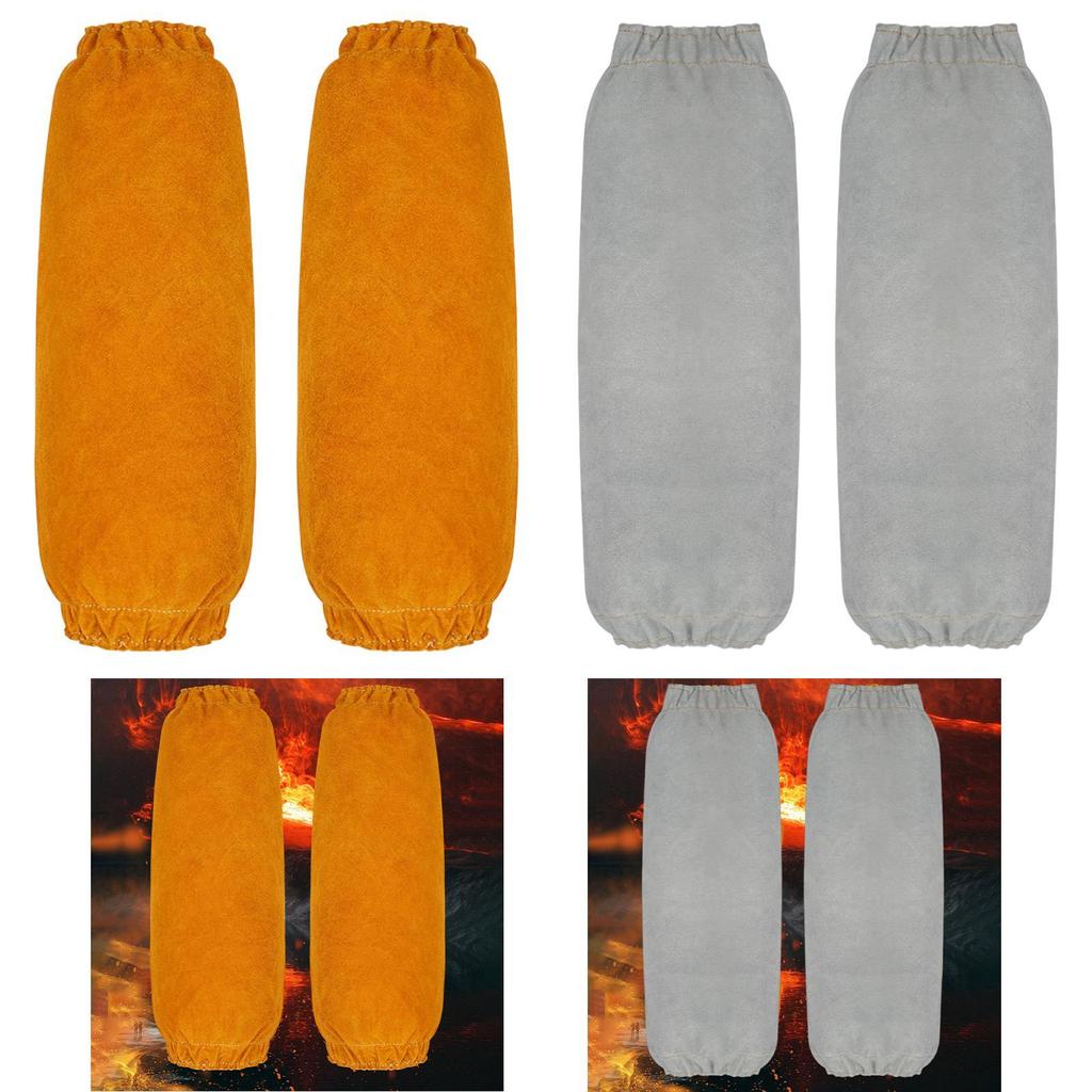 Leather Welding Sleeves Multipurpose Heat Flame Resistant Stitch Tightly Arm Protection for Metalworking Smelting Soldering