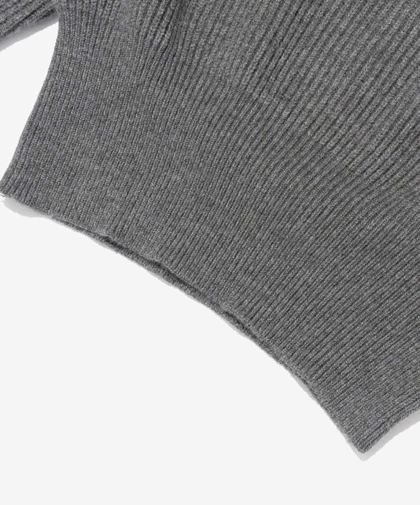 ROIDESROIS Raglan Half-Zip Collar Ribbed Knit (Charcoal)