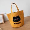 Women's Versatile Embroidered Canvas Tote Bag - Kitten Design, Handheld, Portable, Perfect for Moms or Lunch Storage