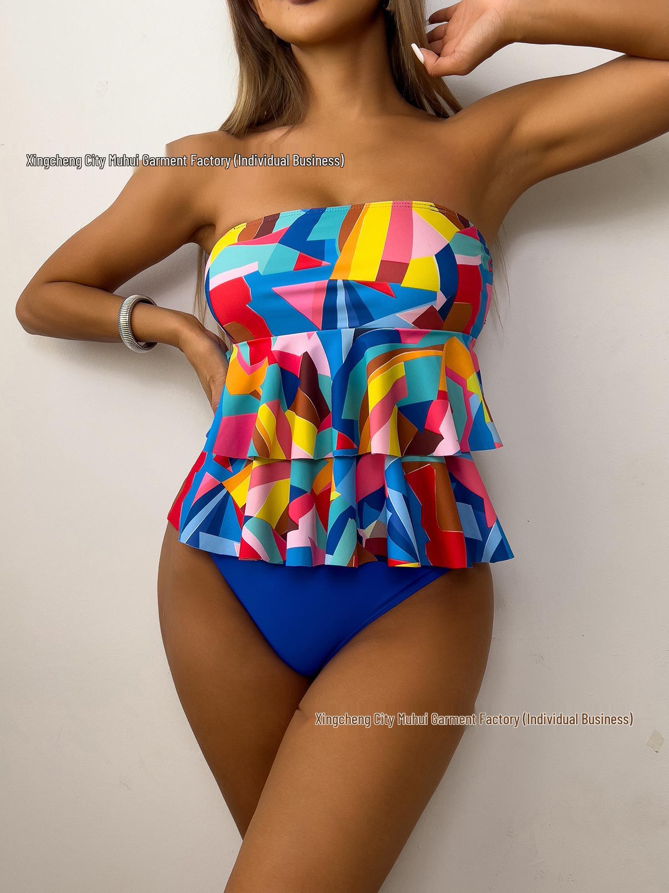 2026 Новый европейский и американский сексуальный треугольный бикини с принтом, пляжный купальник, быстросохнущий Small