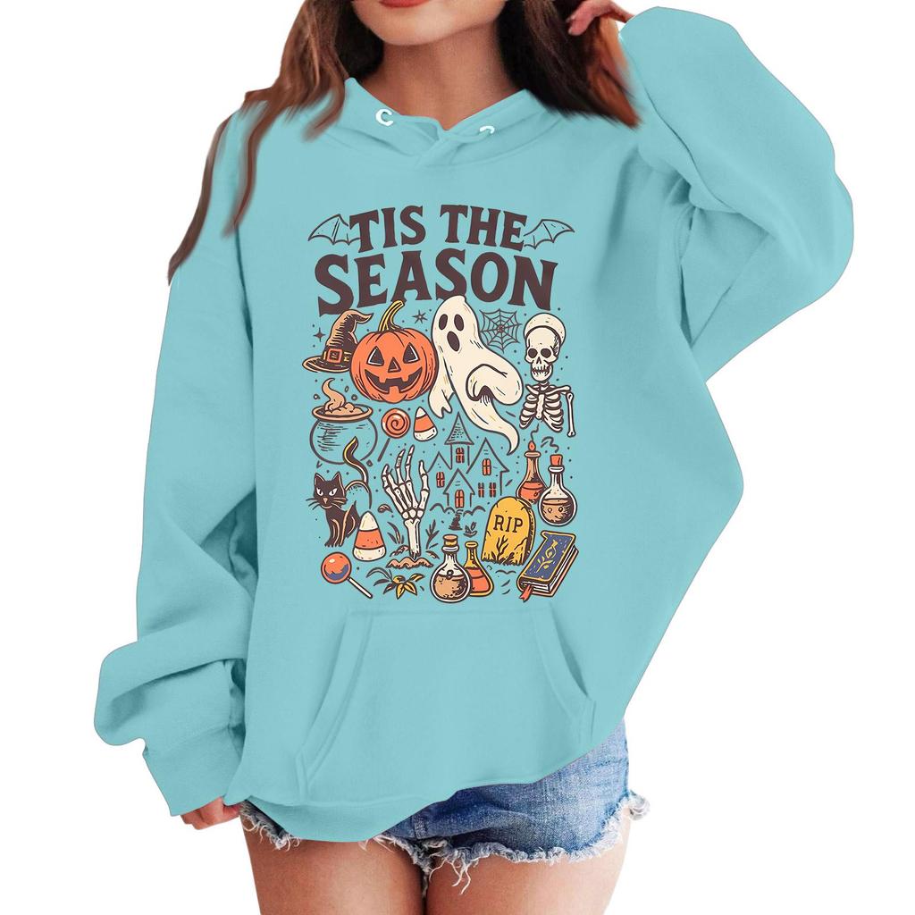 Kids Halloween Print Loose Fit Hoodie Pullover Sweatshirt for Casual Wear