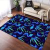 Neon Blue Serpents with Tropical Leaves Patterned carpet, suitable as a non slip play mat for the living room and bedroom sofa