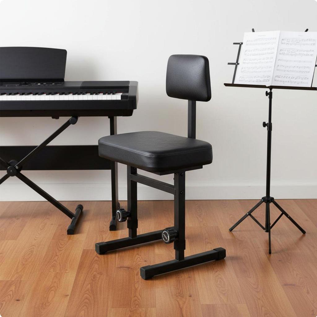Adjustable Piano Stool with Backrest Easy Assembly for Pianists