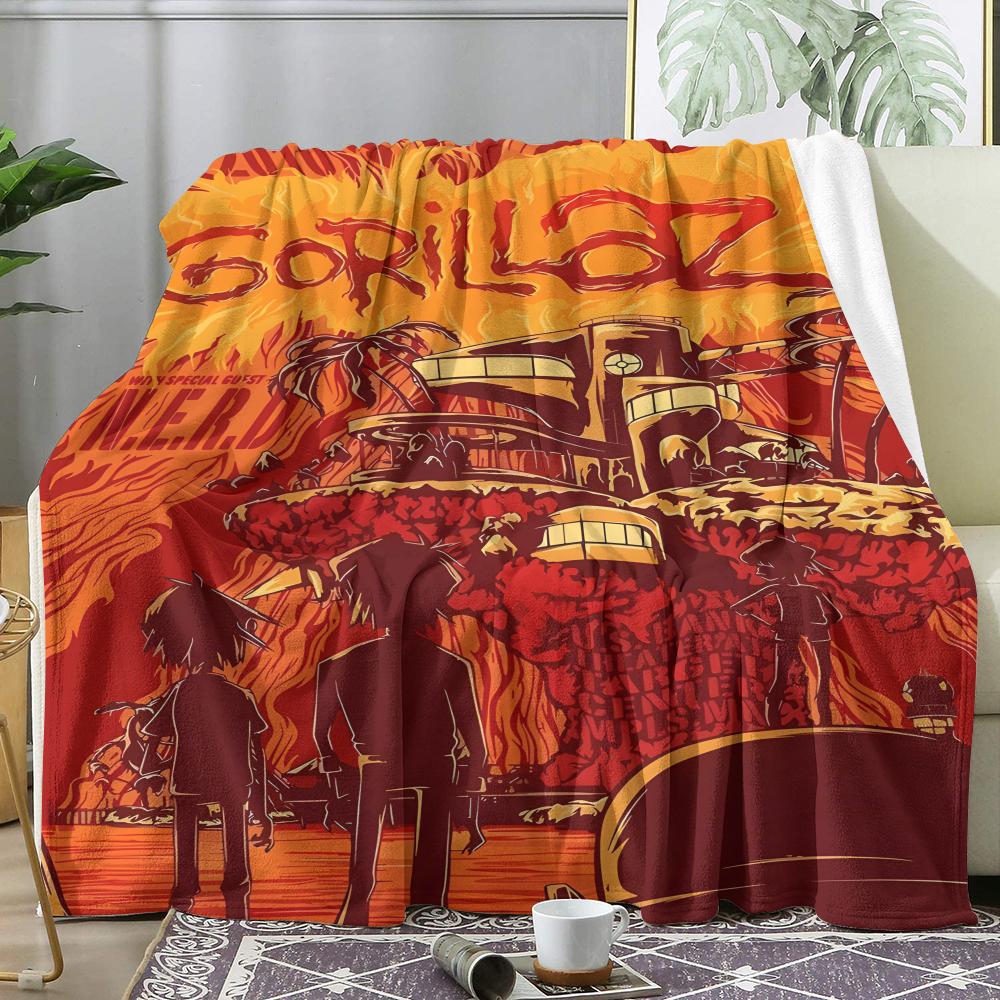 G-Gorillaz Band Throw Soft Flannel Throw Summer AC Blanket Lightweight Cool Nap Blanket for Sofa Bed Couch Travel 75cmx90cm