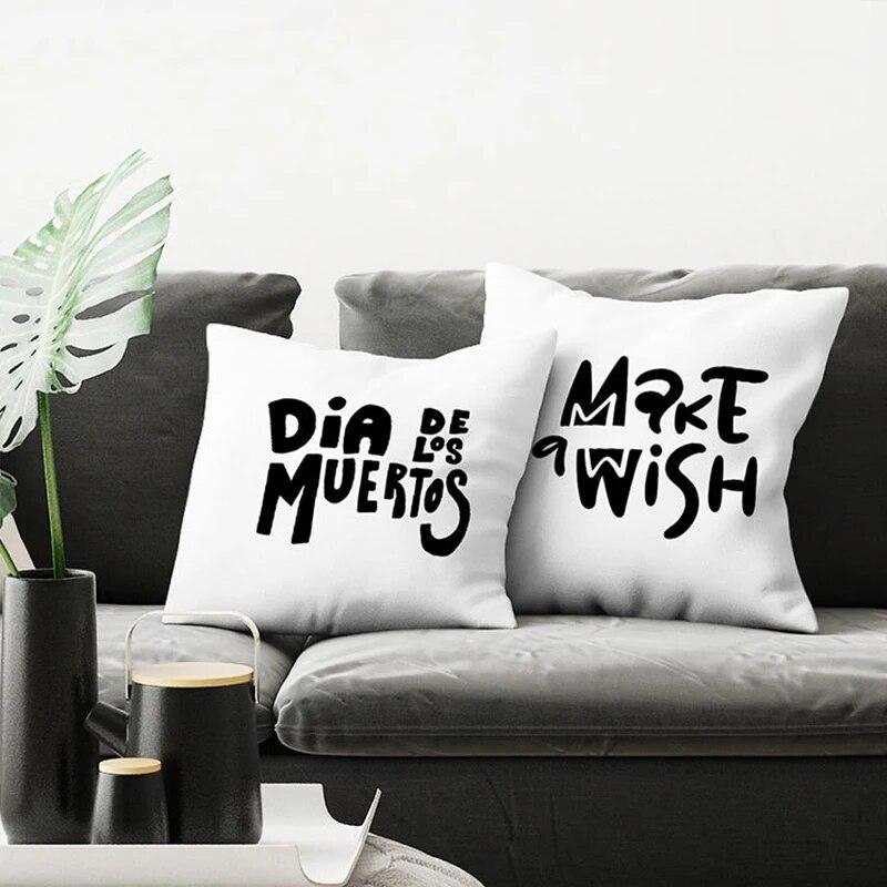 Black Pillowcase Printed  Bedroom Living Room Sofa Cushion Cover