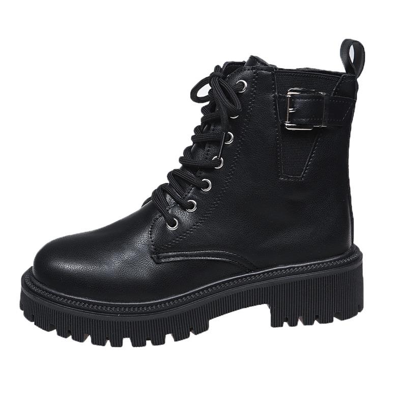 

Флисовые ботинки Мартина зимние новые на толстой подошве теплые короткие ботинки женские больших размеров повседневные ботинки женские 42 чёрный