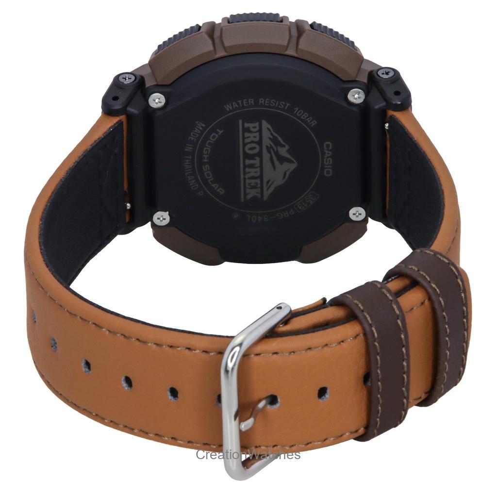 Casio Zegarek męski Pro Trek Climber Line Digital Leather Strap Solar PRG-340L-5 100M