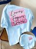 Unisexs Loose Tshirt with BLESSED Letter Print Summer 100 Cotton Breathable Casual Daily Wear Round Neck Short Sleeve