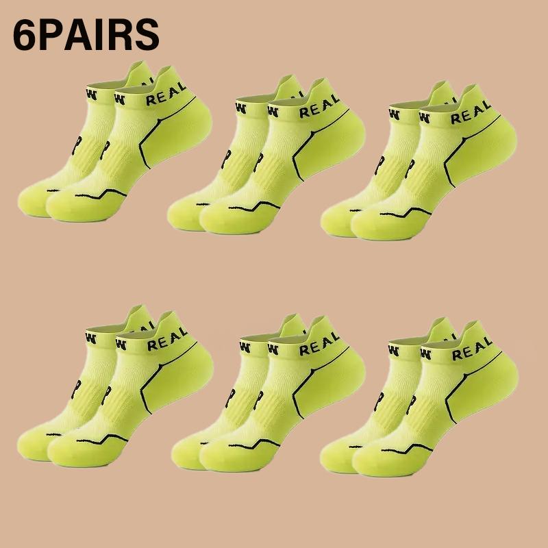 Men's 6 Pairs Letter Sports Socks Mesh Breathable Comfy Quick-Dry Ankle Socks Unisex Couple All-Season