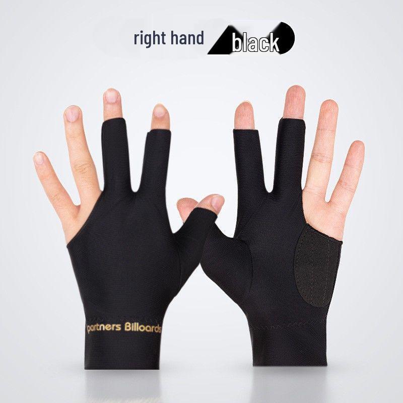 High Elastic Three-Finger Billiard Glove with Logo Print E18