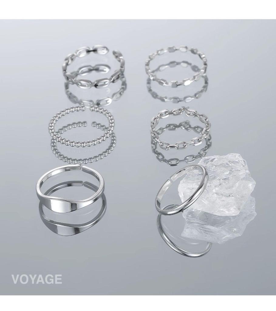Six-Piece Adjustable Fashion Ring Set for Women – Personalized Index Finger Bands with a Light Luxury, High-End Feel