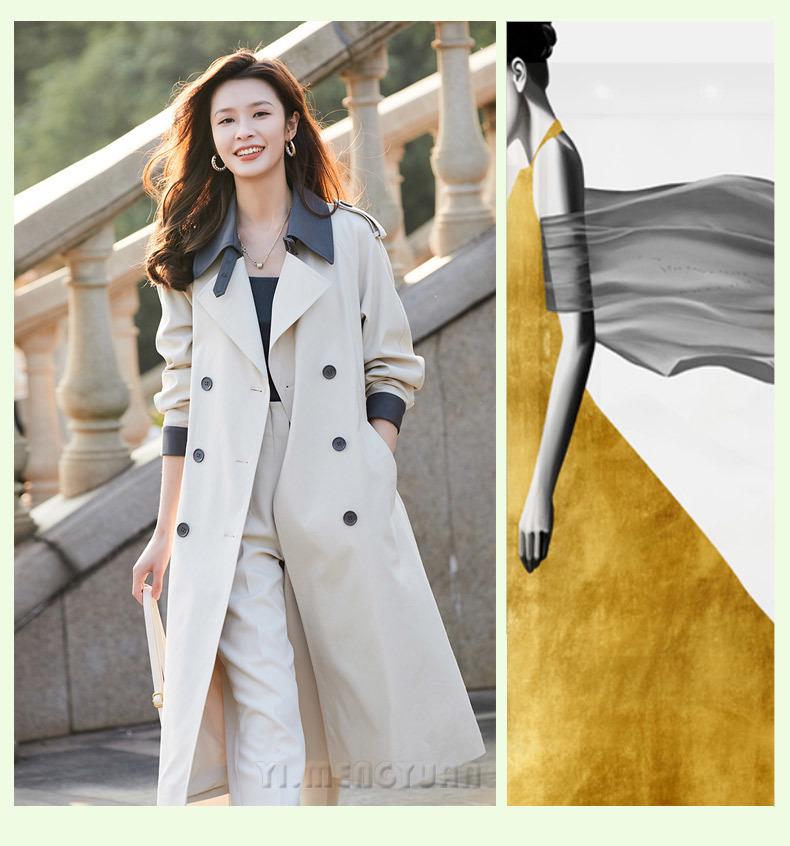 Women's Mid-Length Trench Coat - 2024 Spring/Autumn, Color Block, Fashionable British Style