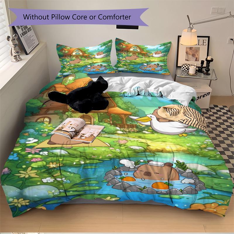 

Комплект постельного белья из 3 предметов с аниме-мультяшным дизайном - включает один пододеяльник и две наволочки. (Нет ядра) - Идеально для декора спальни и гостевой комнаты 135x200cm