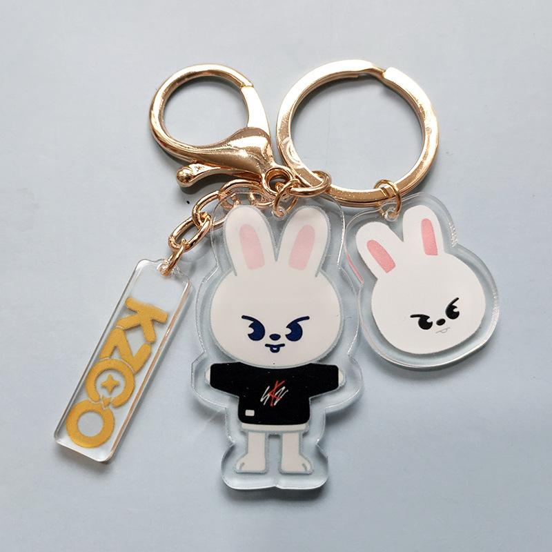 Stray Kids SKZOO Cartoon Double Sided Acrylic Keychain Cute Anime Character Keyring Bag Pendant Fan Merchandise Gift for STAY