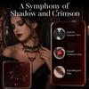 Dark Style Gothic Choker Red Rhinestone Heart Bat Earrings Halloween Necklace  Holiday Gift