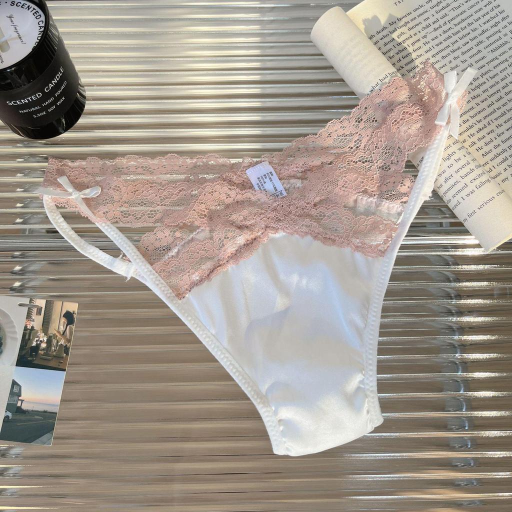 Saténové krajkové kalhotky Colorblock: Sexy bezešvý trojúhelníkový design s výřezy pro ženy