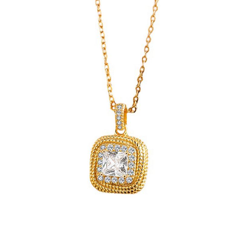 S925 Sterling Silver Yellow Diamond Square Ring with Citrine, Women's Gold Tone, Fashionable Light Luxury Jewelry